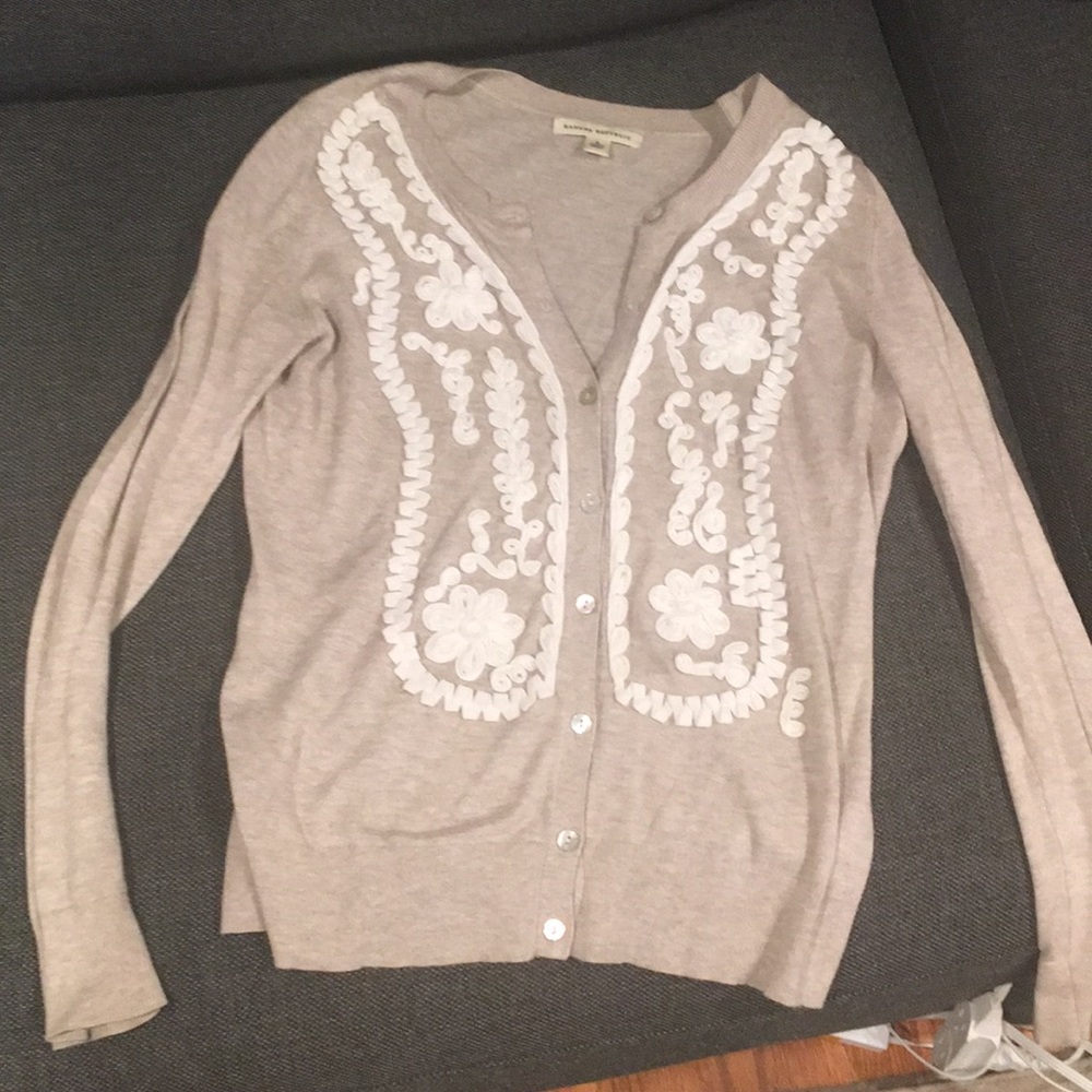 Tan and white decor cardigan